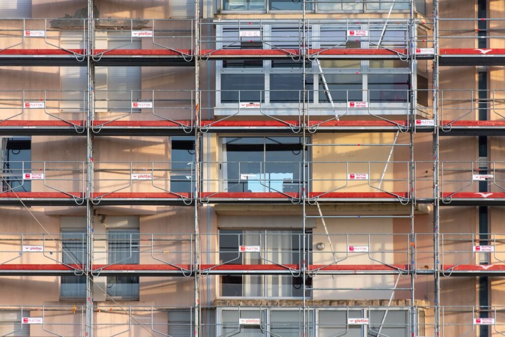 Façade en rénovation à Bruxelles